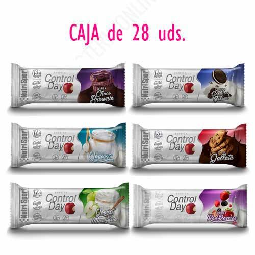 Barritas sustitutivas ControlDay NutriSport sin gluten sabores surtidos caja de 28 uds. - NOVEDAD: Las deliciosas Barritas ControlDay Nutrisport de siempre, ahora con menos azcares. Resultan ideales aportando todos los nutrientes necesarios y en las cantidades adecuadas para ayudarte a controlar tu peso de manera saludable. SIN GLUTEN. SIN ACEITE DE PALMA.