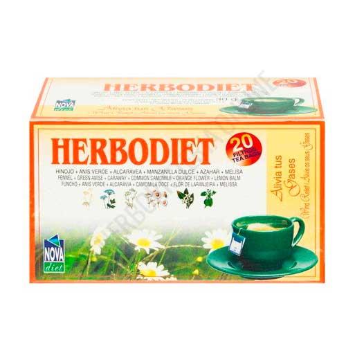 Herbodiet Alivia tus Gases Novadiet 20 infusiones - Herbodiet Alivia tus Gases es una infusin ideal para facilitar la eliminacin de gases y facilitar la digestin. A base de hinojo, ans verde, alcaravea, manzanilla, azahar y melisa.