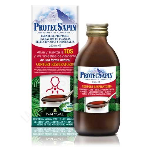 Protecsapin Confort Respiratorio jarabe sin gluten Natysal 250 ml. - ProtecSapin de Natysal es un complemento nutricional indicado para aliviar y calmar la tos y despejar las vas respiratorias gracias a su accin balsmica.