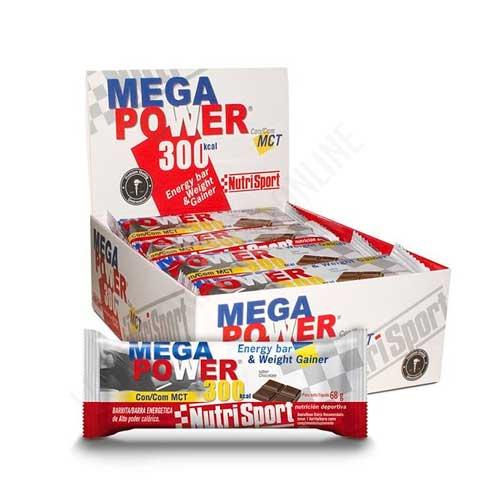 Caja 12 barritas Mega Power 300 Kcal. Nutrisport sabor chocolate 68 gr.