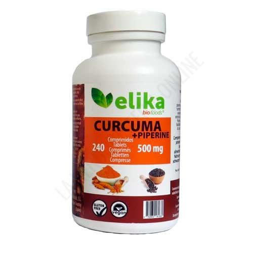 Crcuma + Piperina 500 mg. Elikafoods 240 comprimidos - Los comprimidos de Crcuma con Piperina de Elikafoods contienen un 98% de polvo de rizoma de Crcuma y extracto de piperina, conocido antinflamatorio natural en la India. Envase para 2 meses.