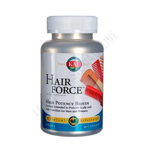 Hair Force nutrientes para el cabello Kal 60 cápsulas - Hair Force de Kal es un complejo vitamínico enriquecido con Biotina, especialmente formulado para aportar nutrientes y fortalecer el cabello, tanto en hombres como en mujeres.
