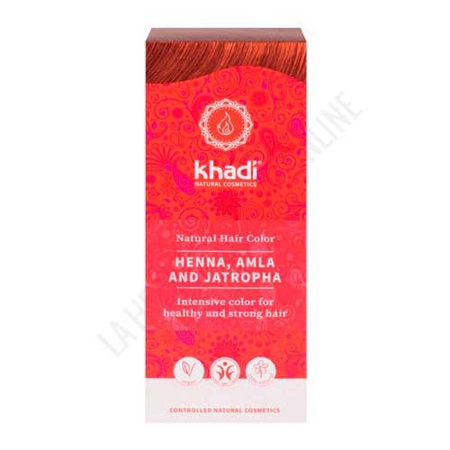 Henna pura con AMLA y Jatropha tinte ayurveda ecolgico Cobrizo Anaranjado Khadi 100 gr.