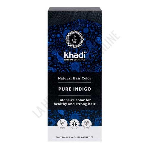 Indigo BIO 100% puro y natural Khadi 100 gr. - COLOR NEGRO. ndigo 100% puro y natural Khadi, polvo puro de Indigofera Tinctoria, que proporciona color negro al cabello. Haz que tu pelo luzca natural y brillante con los tintes de larga permanencia 100% vegetales Khadi. Segn las antiguas recetas ayurvedas. Sin amonaco, sin agua oxigenada, sin PPD ni colorantes artificiales.