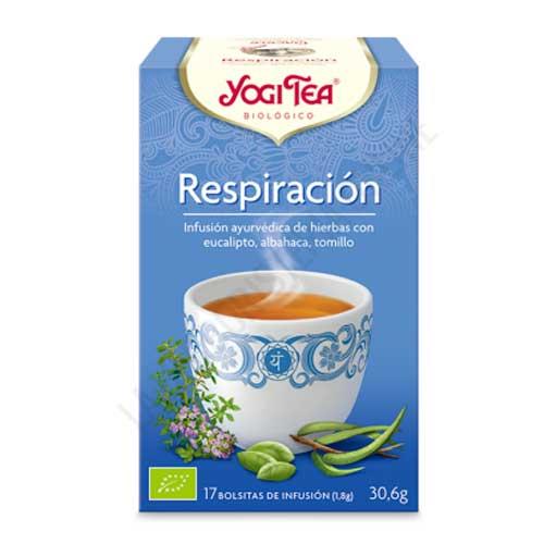 Infusin Respiracin Yogi Tea 17 bolsitas - Yogi Tea Respiracin es una frmula ayurvdica cuya esencia se resumira en: La respiracin es vida.  Gracias al efecto del tomillo, la albahaca y la calidez de la canela, el cardamomo y el jengibre podremos volver a respirar profundamente acompandonos de un delicioso sabor.