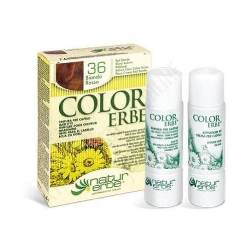 Tinte vegetal Color Erbe sin amoniaco - 36 RUBIO ROJIZO - Color Erbe de Natur Erbe es un tinte vegetal que cubre totalmente las canas, formulado sin amoniaco, resorcina, noxynol ni S.L.S. y enriquecido con extractos vegetales, por lo que adems de teir respeta, nutre y da brillo al cabello.