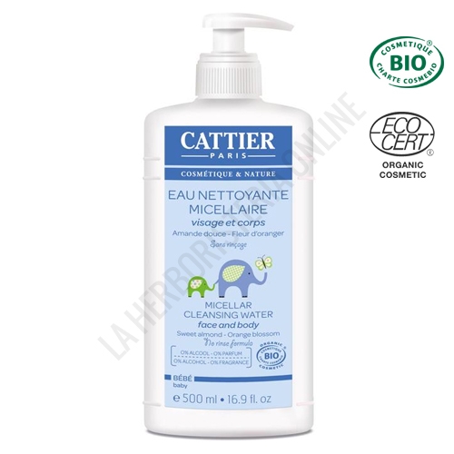 Agua limpiadora micelar cara y cuerpo para Bebé Cattier 500 ml. - 