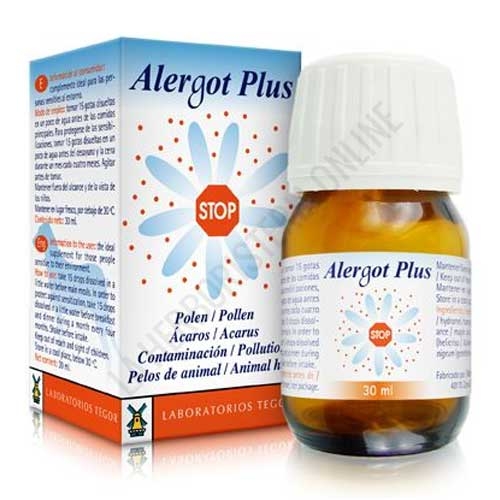 Alergot Plus Tegor gotas - Alergot Plus de Tegor, a base de Ovogenat, Helicriso y Grosellero negro, ayuda al organismo a normalizar su respuesta inmunitaria a las alergias provocadas por factores externos medioambientales.