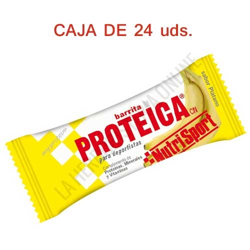 Caja 24 barritas Proteicas Nutrisport sabor pltano 46 gr.