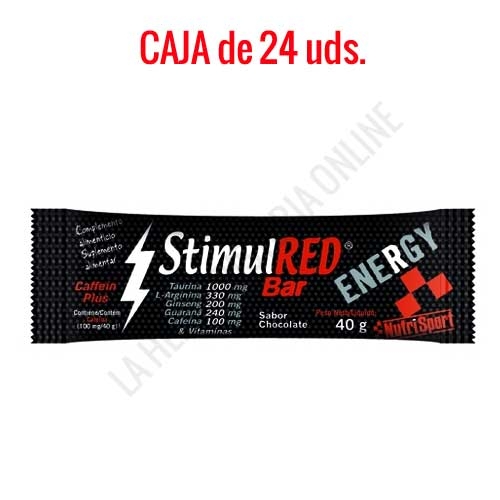 Caja 24 uds. barritas energéticas StimulRed Bar Nutrisport chocolate 40 gr.