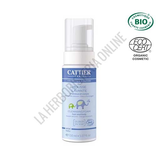 Espuma limpiadora piel y cabello bebé Cattier 150 ml. - 