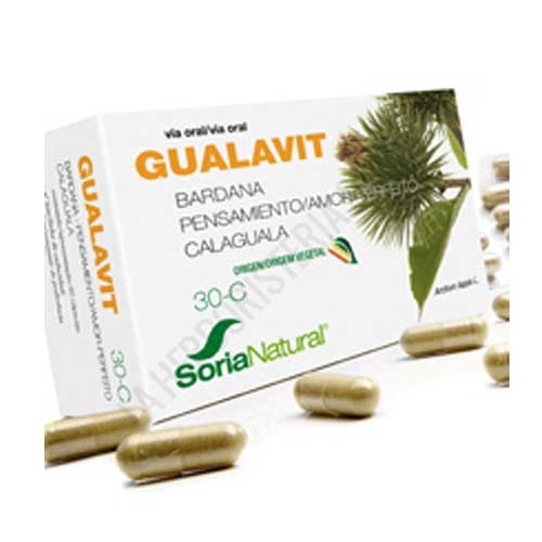 Gualavit XXI 30-C Soria Natural 30 comprimidos - Gualavit de Soria Natural es una composición a base de Calaguala, Bardana y Pensamiento, especialmente útil en caso de afecciones cutáneas y en particular en caso de vitiligo.