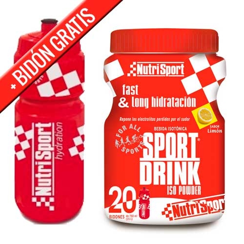 SportDrink Iso Powder 20 Nutrisport sabor limón bote 1120 gr. + REGALO BIDON