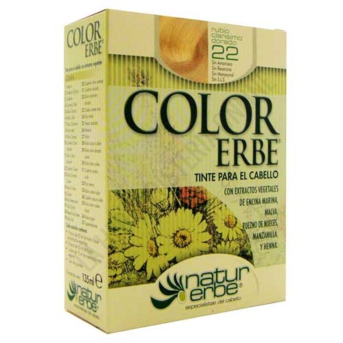 Tinte vegetal Color Erbe sin amoniaco - 22 RUBIO CLARISIMO DORADO