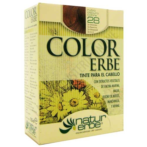 Tinte vegetal Color Erbe sin amoniaco - 28 RUBIO OSCURO COBRE