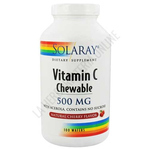 Vitamina C masticable cereza 500 mg. Solaray 100 comprimidos - 